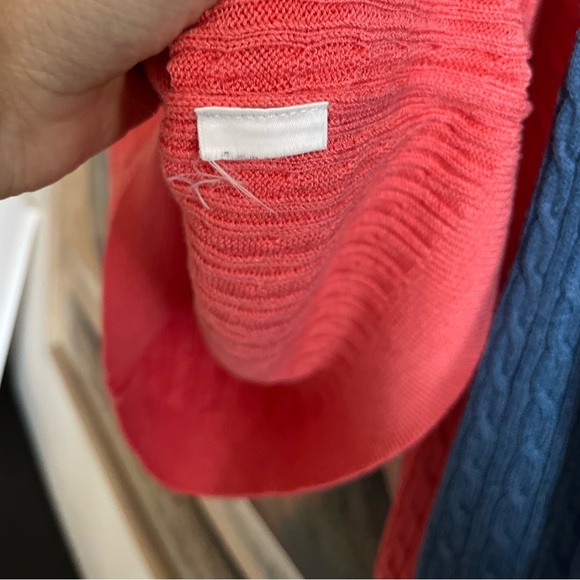 Massimo Dutti Set of 2 Pink & Blue Cable-knit V-neck Sweater Top Size Small - Picture 7 of 9